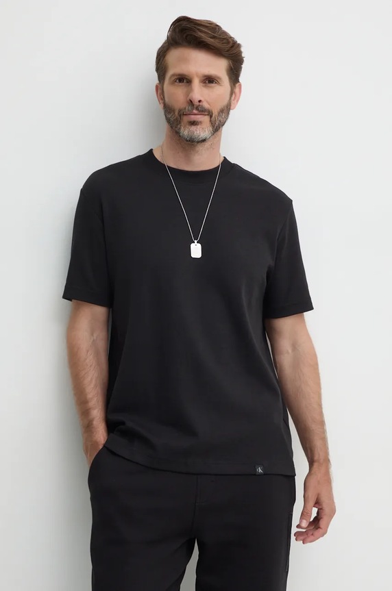 Tričko Calvin Klein Jeans s elastanem černá J30J326681