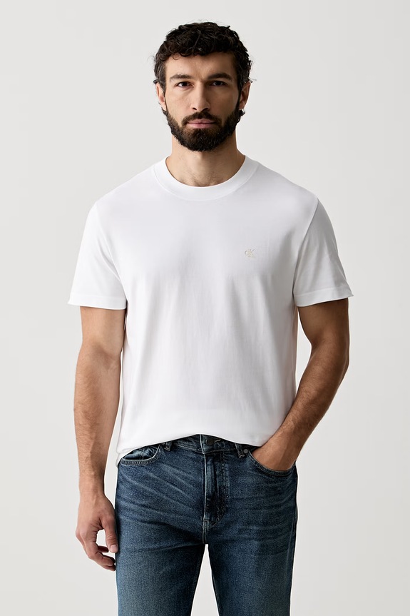 Pamučna majica Calvin Klein Jeans bez uzorka bijela J30J326683