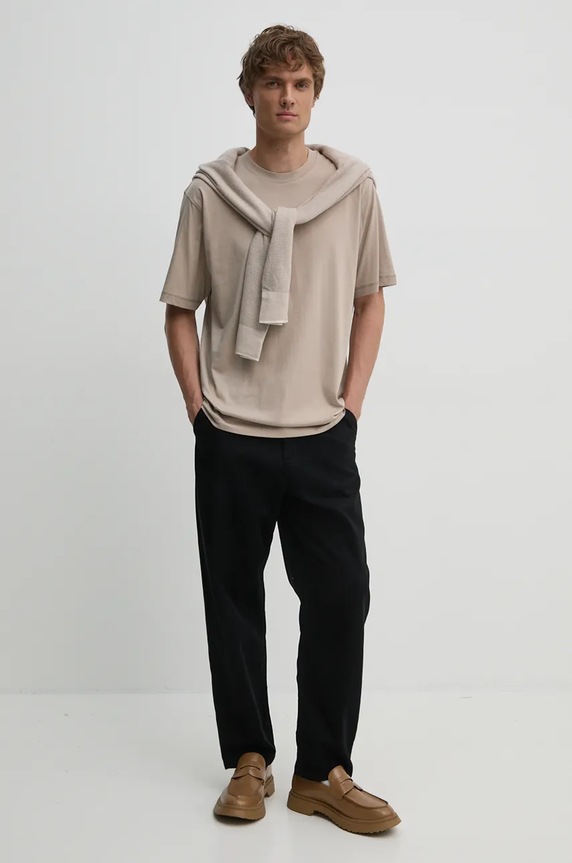 Calvin Klein Jeans tricou din bumbac J30J326857 bej SS25