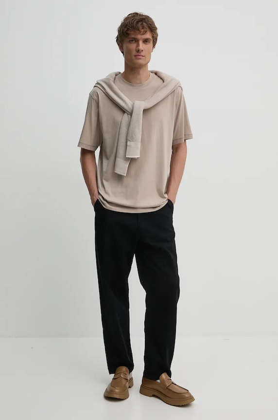 Calvin Klein Jeans tricou din bumbac J30J326857 bej SS25