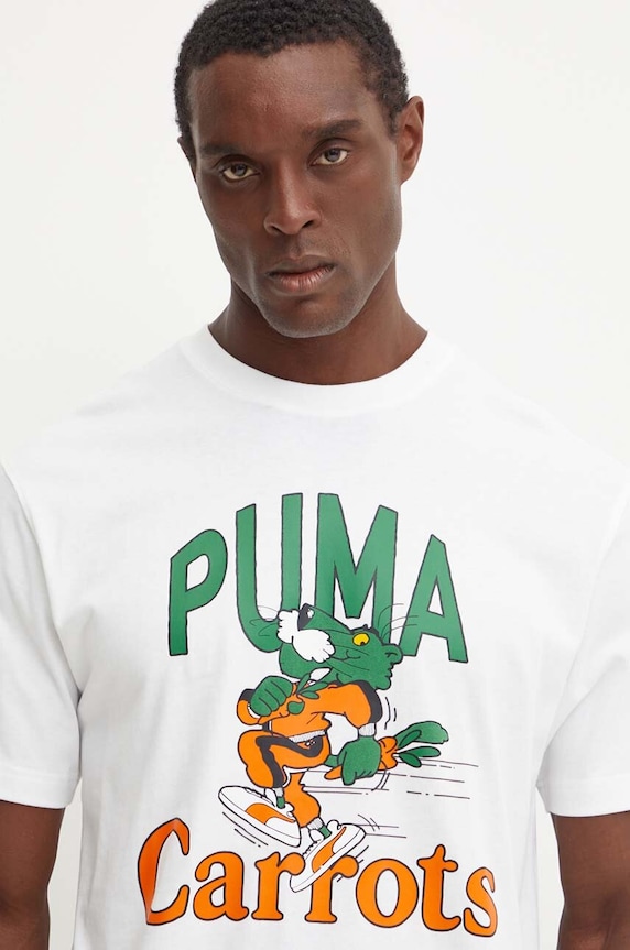 Bavlněné tričko Puma PUMA X CARROTS Graphic Tee bílá 627443