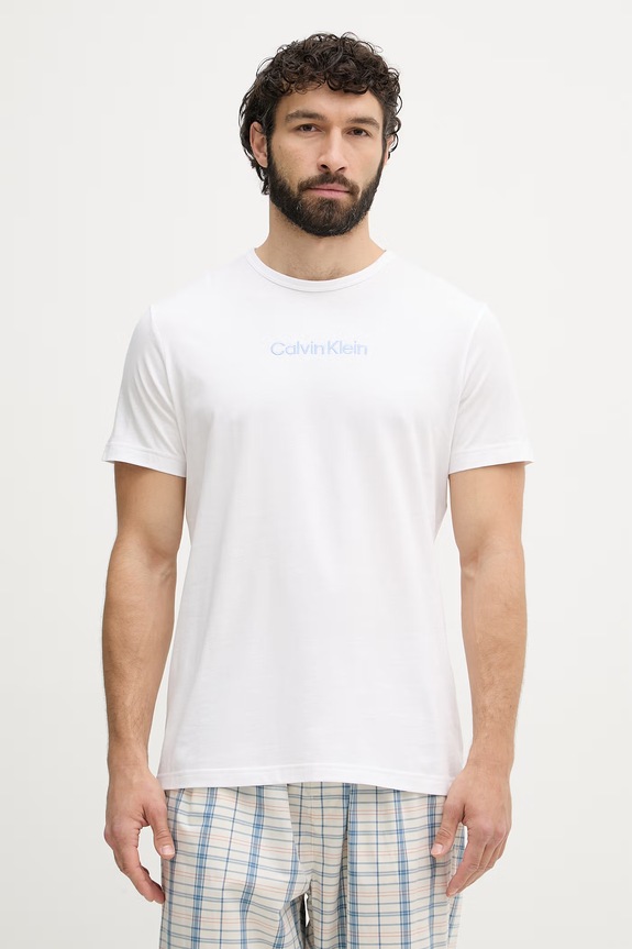 Calvin Klein Underwear T-shirt da pigiama da uomo in cotone bianco 000NM2748E