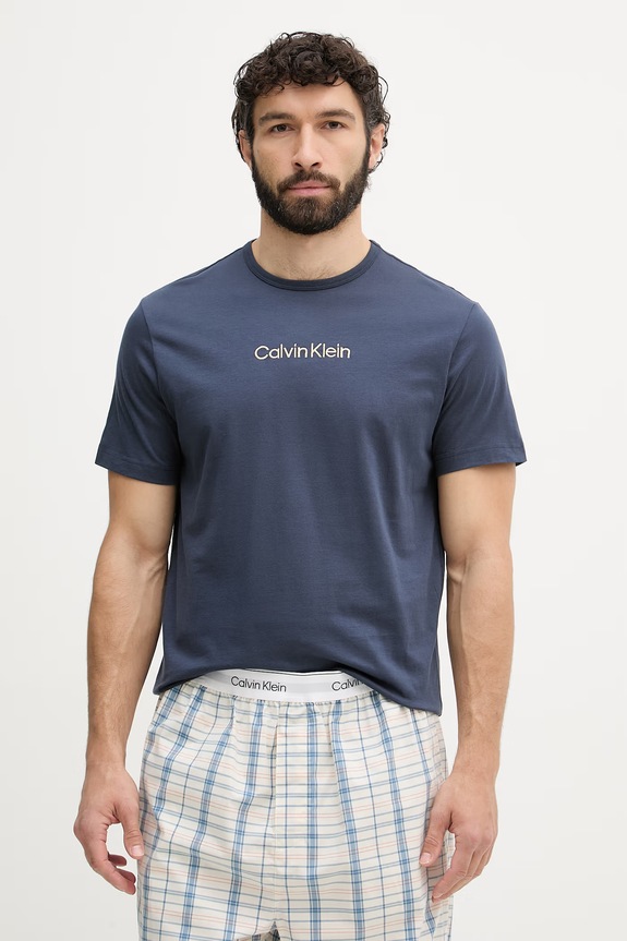 Calvin Klein Underwear T-shirt da pigiama da uomo in cotone blu navy 000NM2748E