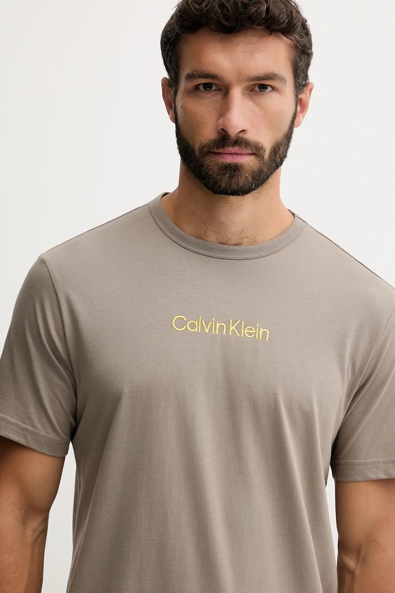 Îmbrăcăminte Calvin Klein Underwear tricou de pijama bărbătesc din bumbac 000NM2748E bej