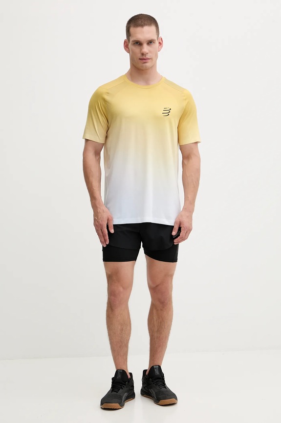 Μπλουζάκι για τρέξιμο Compressport Performance ATSM492 κίτρινο AW25