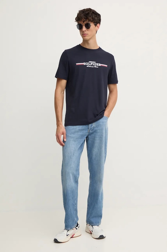 Tričko Tommy Hilfiger MW0MW36480 tmavomodrá NC24