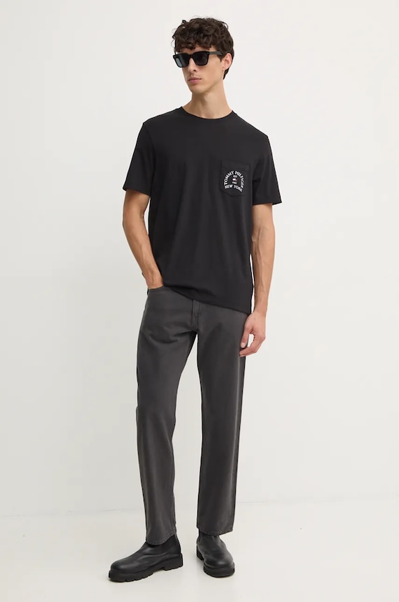 Tommy Hilfiger tricou din bumbac MW0MW36481 negru AW24
