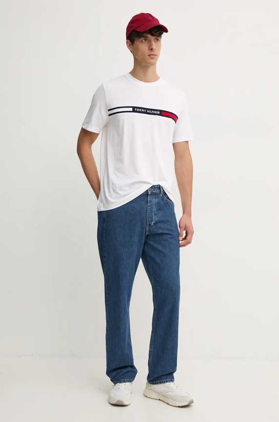 Βαμβακερό μπλουζάκι Tommy Hilfiger MW0MW36498 λευκό SS26