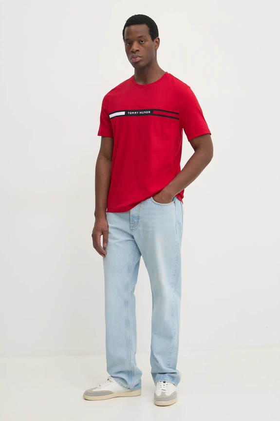 Tommy Hilfiger T-shirt ανδρικό βαμβακερό MW0MW36498 κόκκινο SS26