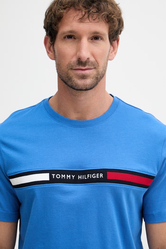 Tommy Hilfiger kratka majica moška bombažna modra MW0MW36498