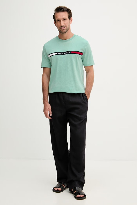 Tommy Hilfiger t-shirt ανδρικό βαμβακερό MW0MW36498 τιρκουάζ SS26