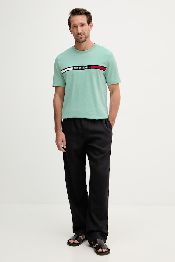 Tommy Hilfiger t-shirt ανδρικό βαμβακερό MW0MW36498 τιρκουάζ SS26