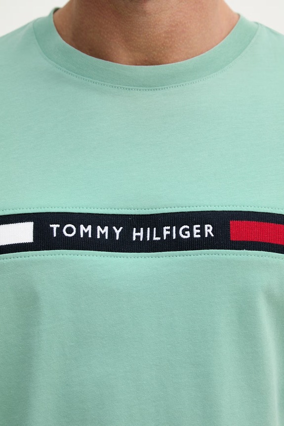 Tommy Hilfiger t-shirt ανδρικό βαμβακερό MW0MW36498 τιρκουάζ