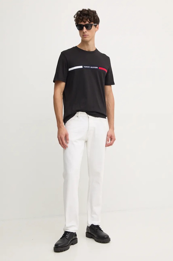 Tommy Hilfiger T-shirt ανδρικό βαμβακερό MW0MW36498 μαύρο SS26