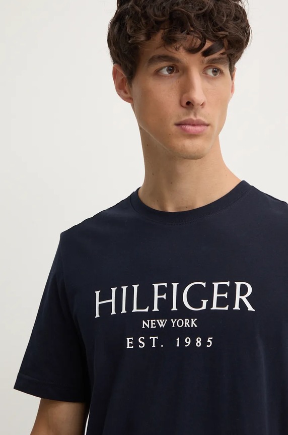 Bavlnené tričko Tommy Hilfiger tmavomodrá MW0MW36499