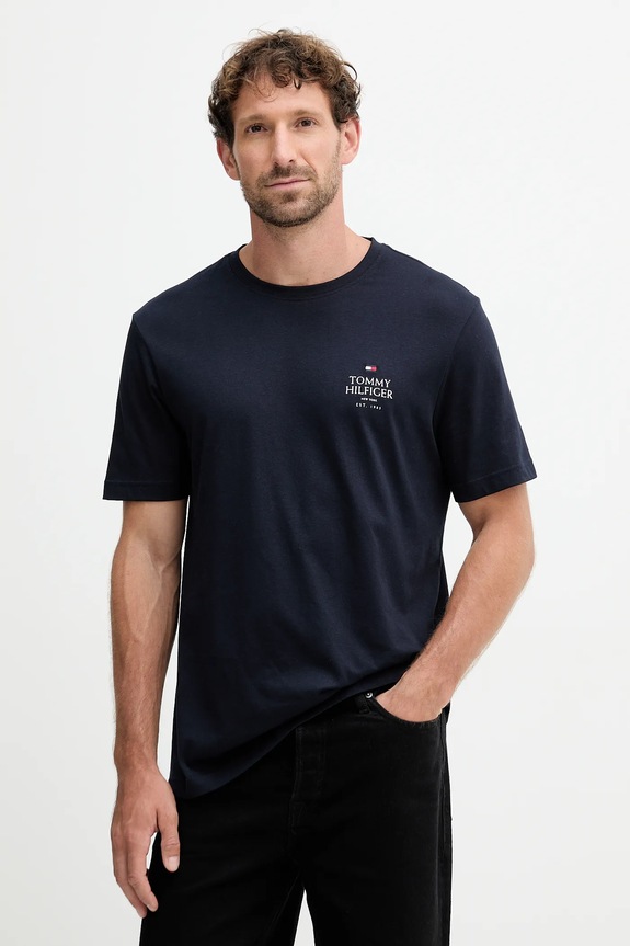 Tommy Hilfiger t-shirt in cotone sovrastampa blu navy MW0MW36500