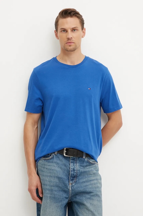 Ρούχα Βαμβακερό μπλουζάκι Tommy Hilfiger MW0MW37267 μπλε