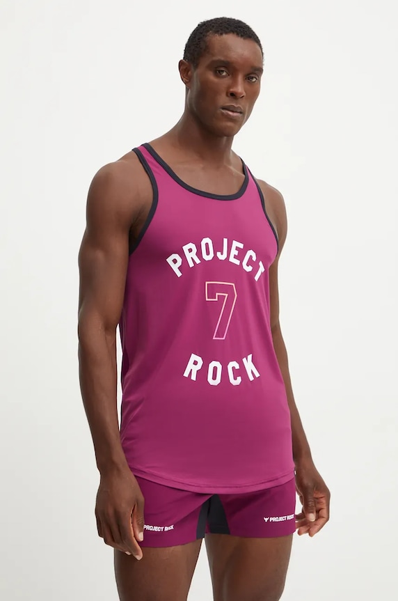 Μπλουζάκι προπόνησης Under Armour Project Rock στάμπα μωβ 1386888