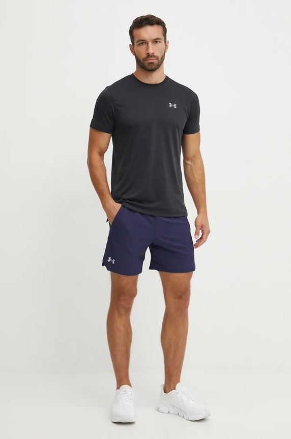 Kratka majica za tek Under Armour Launch 1382582 črna AW25