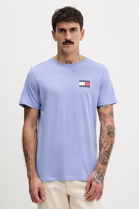 Tommy Jeans T-shirt ανδρικό βαμβακερό βαμβάκι μπλε DM0DM20740