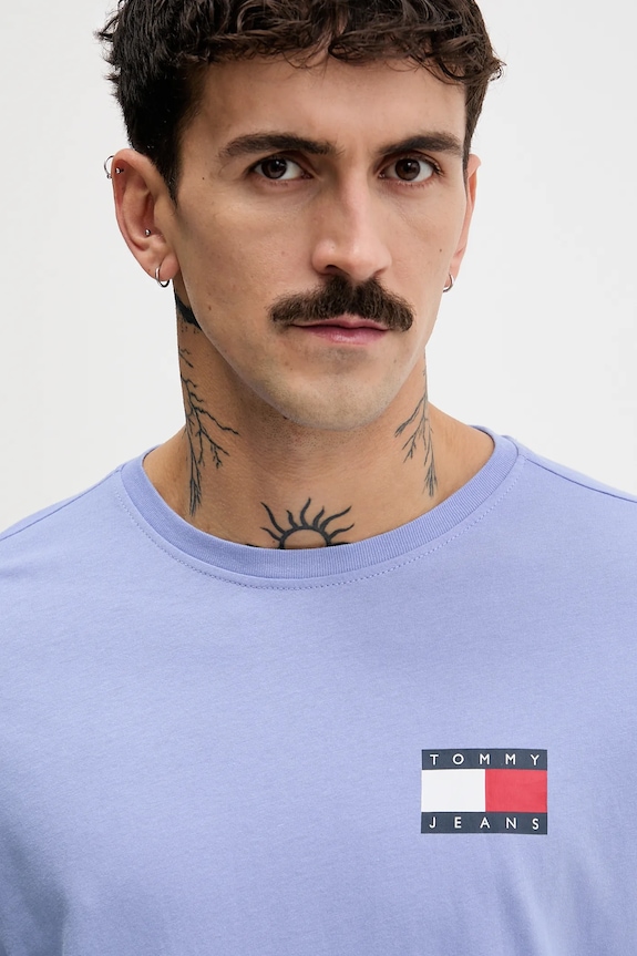 Tommy Jeans T-shirt ανδρικό βαμβακερό μπλε DM0DM20740