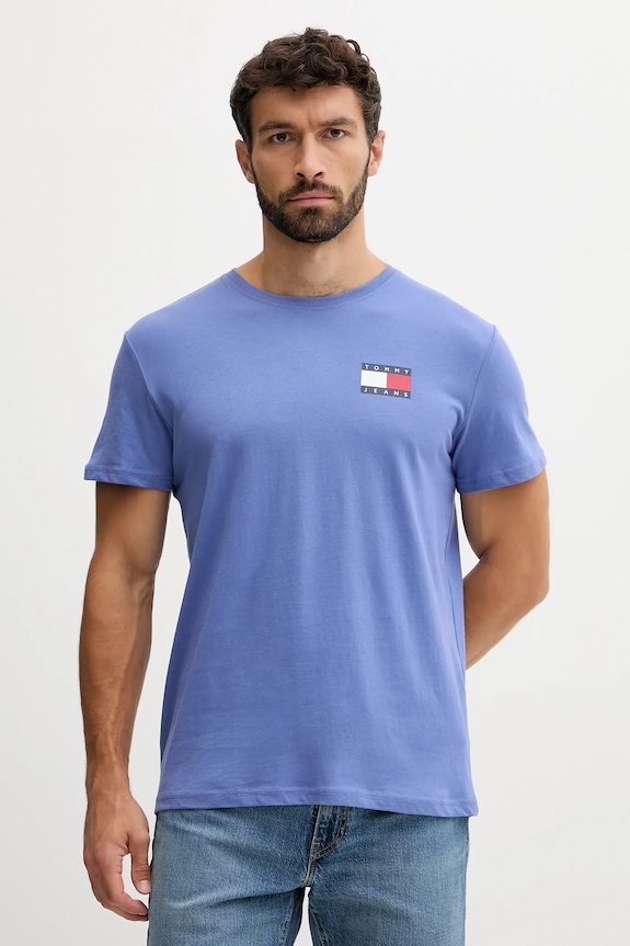 Tommy Jeans tricou bărbătesc din bumbac print albastru DM0DM20740