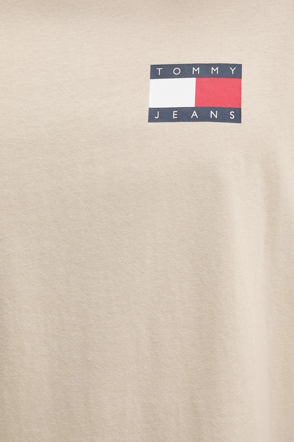 Tommy Jeans T-shirt ανδρικό βαμβακερό DM0DM20740 μπεζ