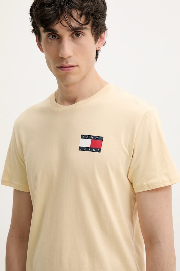 Tommy Jeans tričko pánske bavlnené žltá DM0DM20740