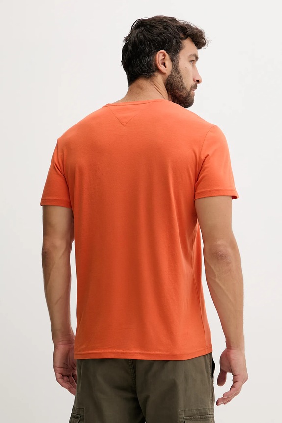 Tommy Jeans t-shirt męski bawełniany DM0DM20740 pomarańczowy AA00