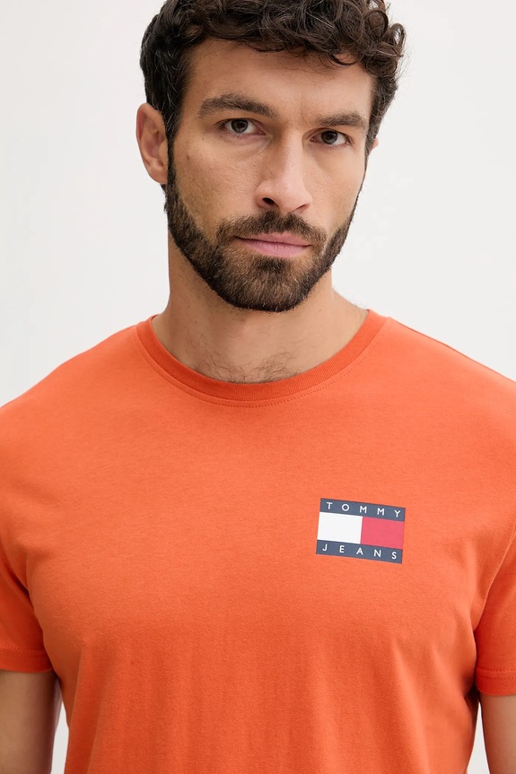Odzież Tommy Jeans t-shirt męski bawełniany DM0DM20740 pomarańczowy