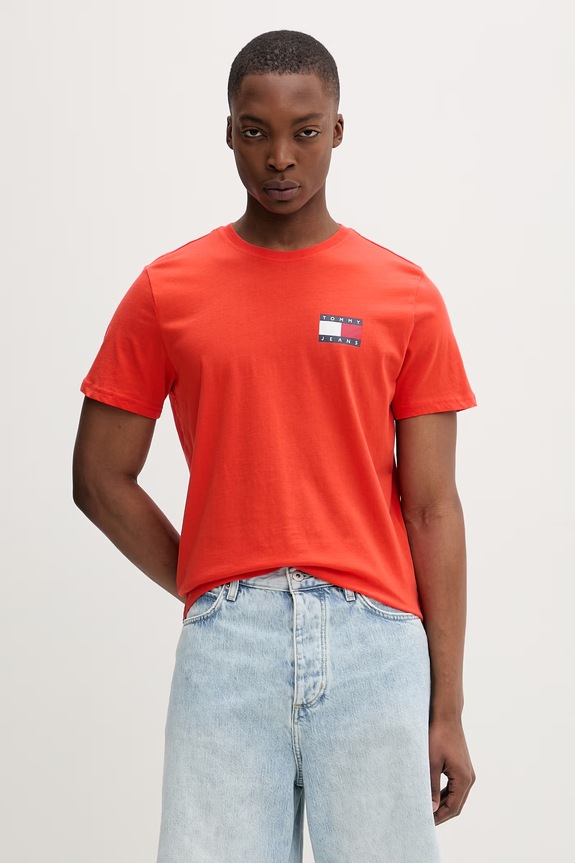 Tommy Jeans tricou bărbătesc din bumbac portocaliu DM0DM20740