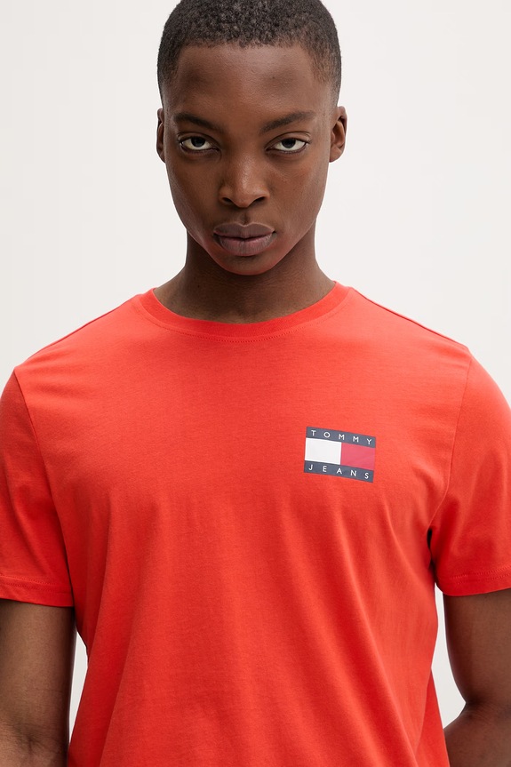Tommy Jeans tricou bărbătesc din bumbac portocaliu DM0DM20740