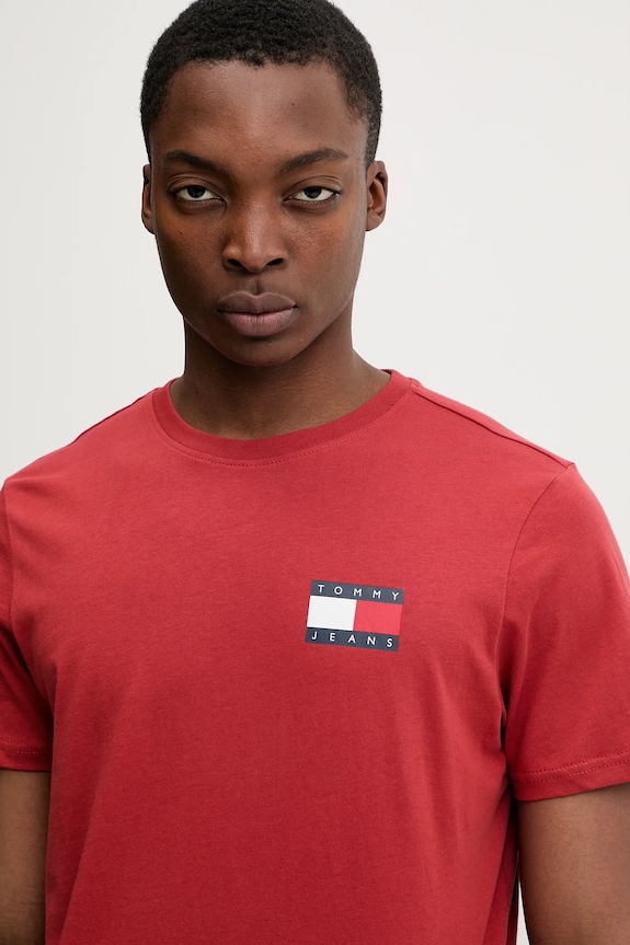 Tommy Jeans tricou bărbați din bumbac rosu DM0DM20740