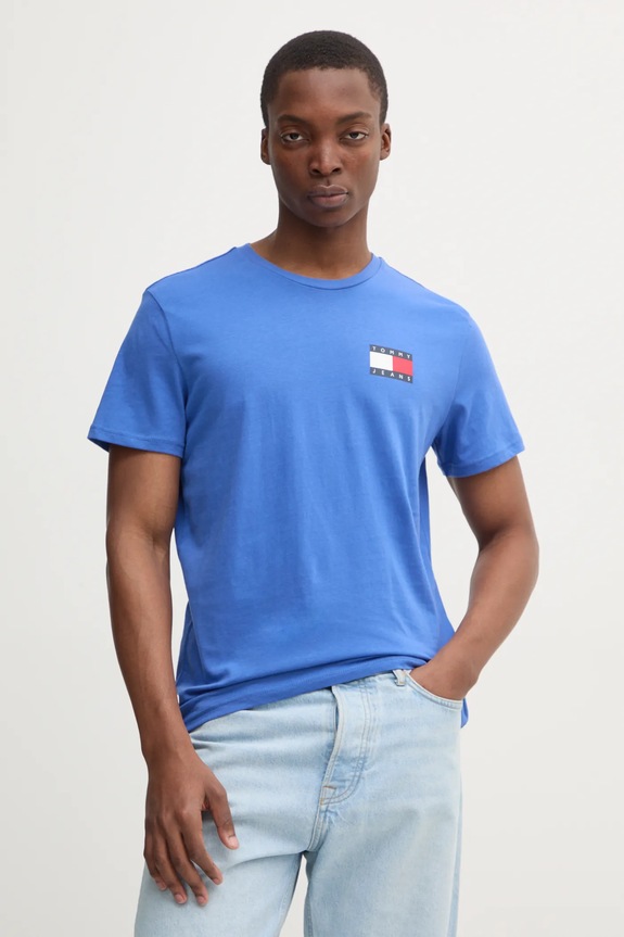 Tommy Jeans majica za muškarce od pamuka Planet friendly ljubičasta DM0DM20740