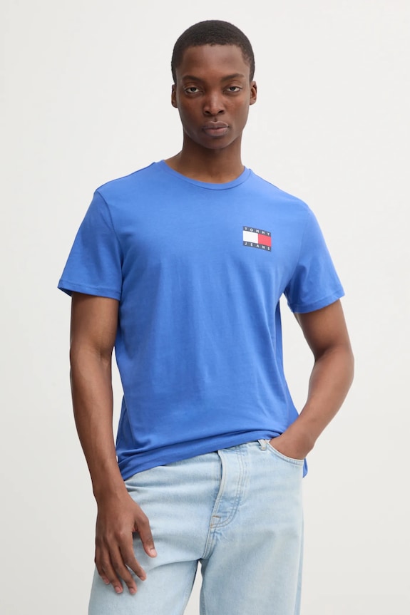 Tommy Jeans majica za muškarce od pamuka Planet friendly ljubičasta DM0DM20740