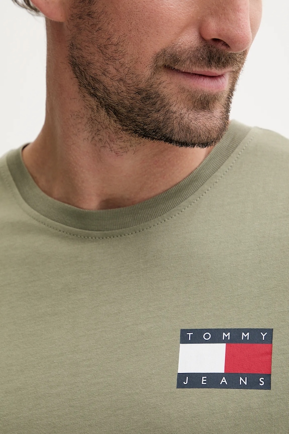 Tommy Jeans tricou de bărbați din bumbac verde DM0DM20740