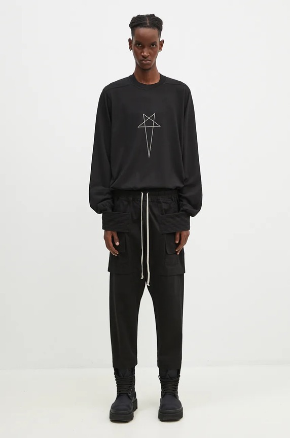 Rick Owens cotton longsleeve top Jumbo Longsleeve T DU02D2261.RNEP3 black