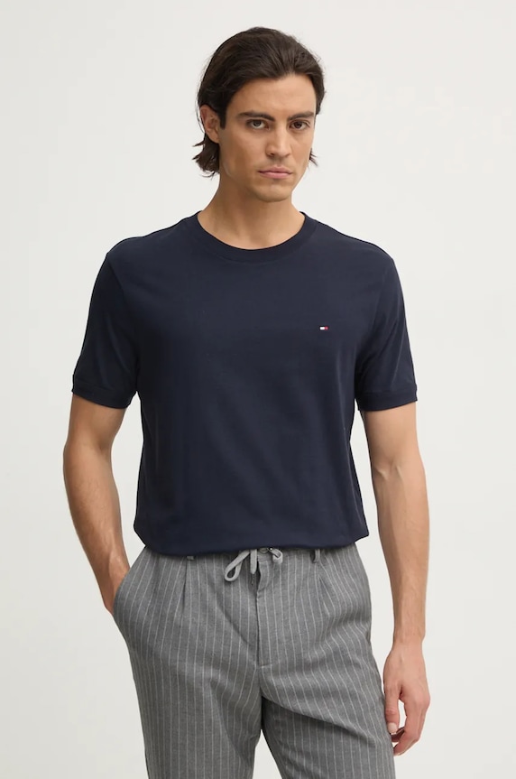 Bavlnené tričko Tommy Hilfiger jednofarebný tmavomodrá UM0UM03362
