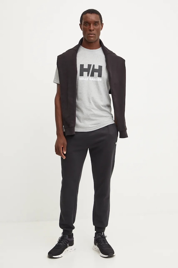 Bavlněné tričko Helly Hansen HH LOGO 30396 šedá AW24