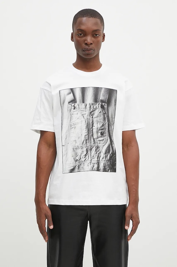 Carhartt WIP cotton t-shirt S/S BIB Overall Planet friendly white I033962.02XX