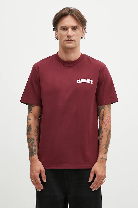 Carhartt WIP cotton t-shirt S/S University Script regular maroon I034852.2DRXX