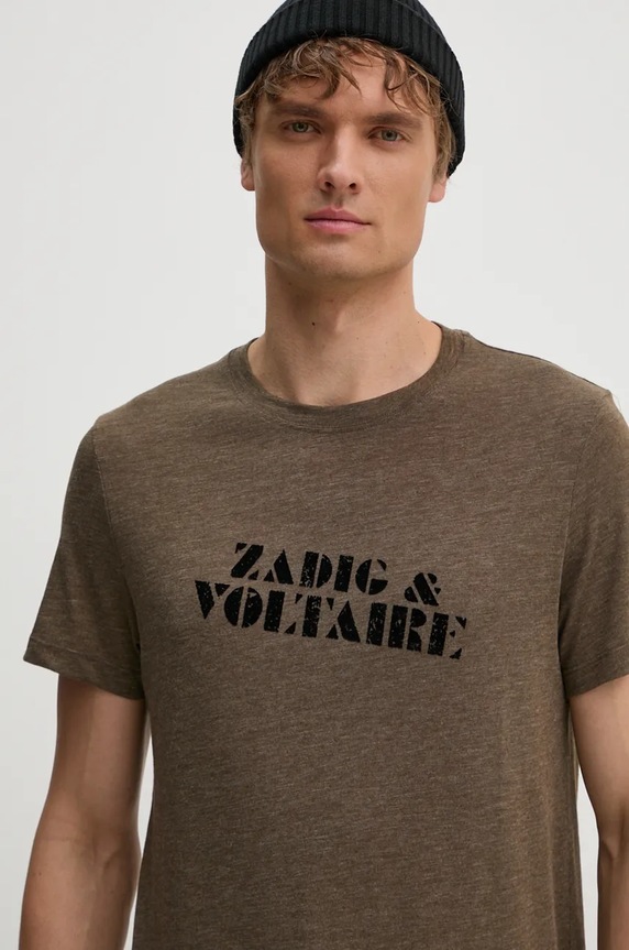 Tričko ZADIG&VOLTAIRE potisk hnědá JMTS00662