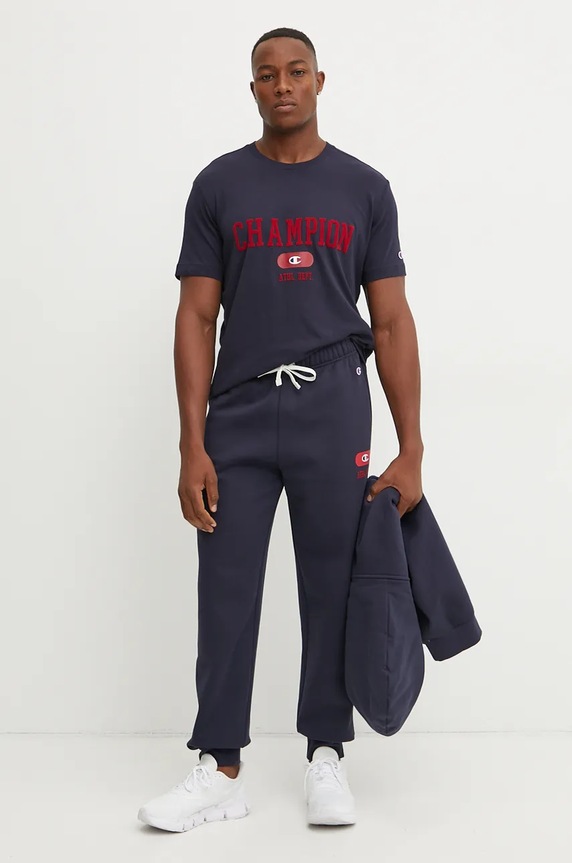 Памучна тениска Champion 220432 тъмносин AW24