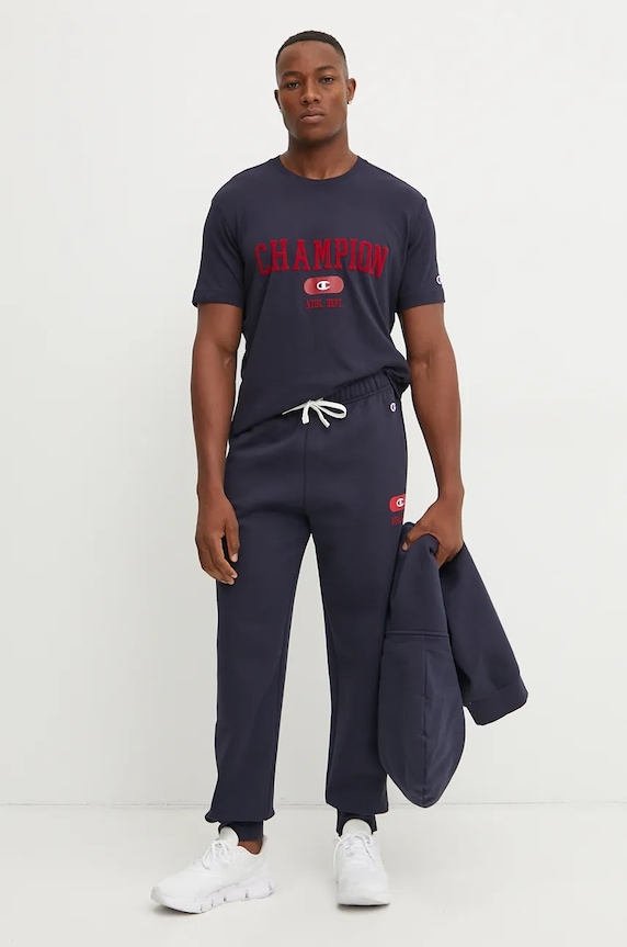 Памучна тениска Champion 220432 тъмносин AW24