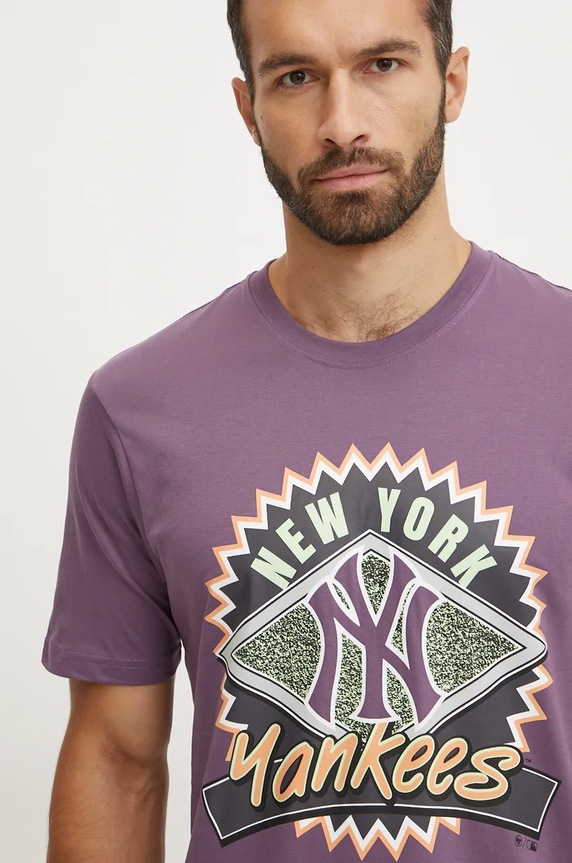 47 brand tricou din bumbac MLB New York Yankees violet BB017TEMIME634148II