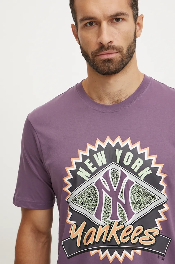 47 brand tricou din bumbac MLB New York Yankees violet BB017TEMIME634148II