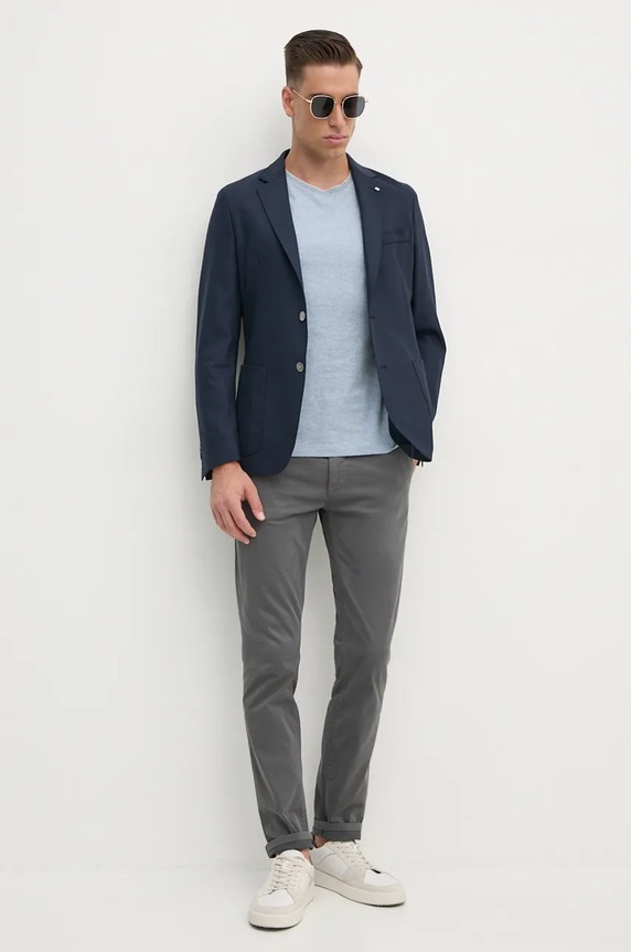 Bavlněné tričko Hackett London HM500838 modrá AW24