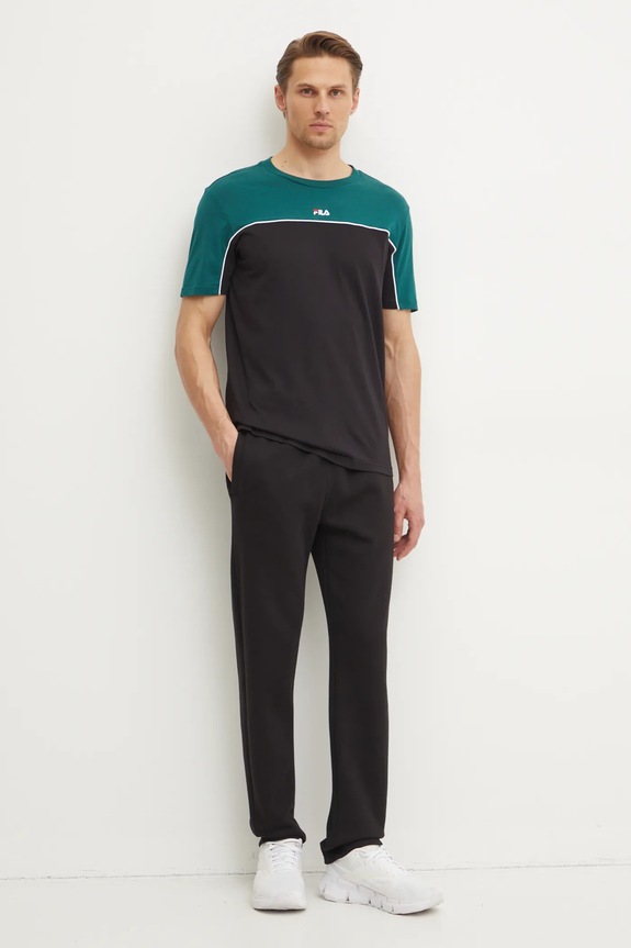 Βαμβακερό μπλουζάκι Fila Libatse FAM0784 μαύρο AW24