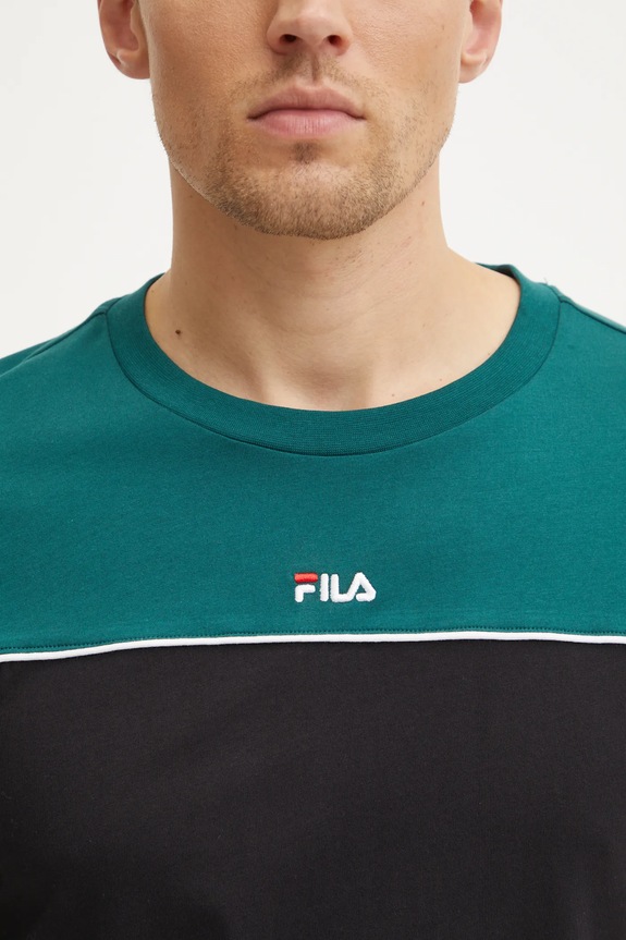 Βαμβακερό μπλουζάκι Fila Libatse FAM0784 μαύρο