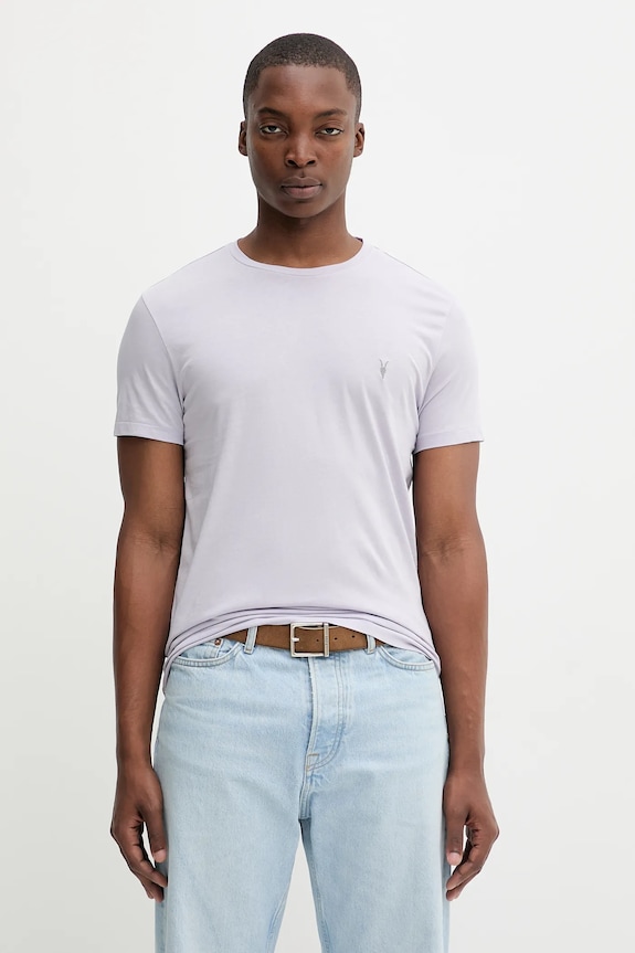 Bavlnené tričko AllSaints TONIC slim fialová M028JB
